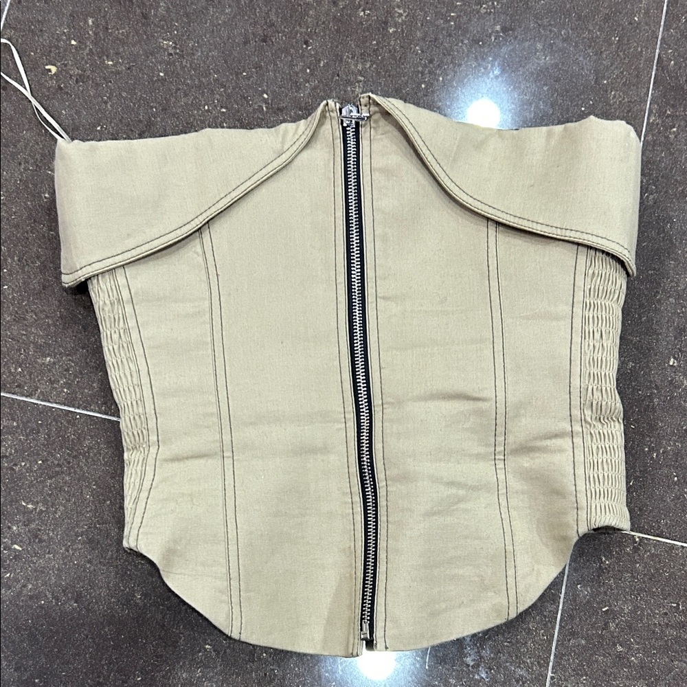 Zara Tan Strapless Corset Top